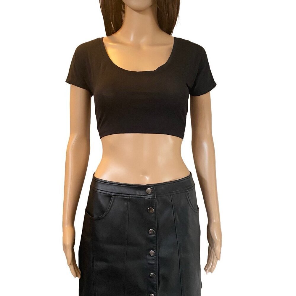 Zara Women’s Ribbed Crop Top T-Shirt Short Sleeve Black Size S - Small - NWT